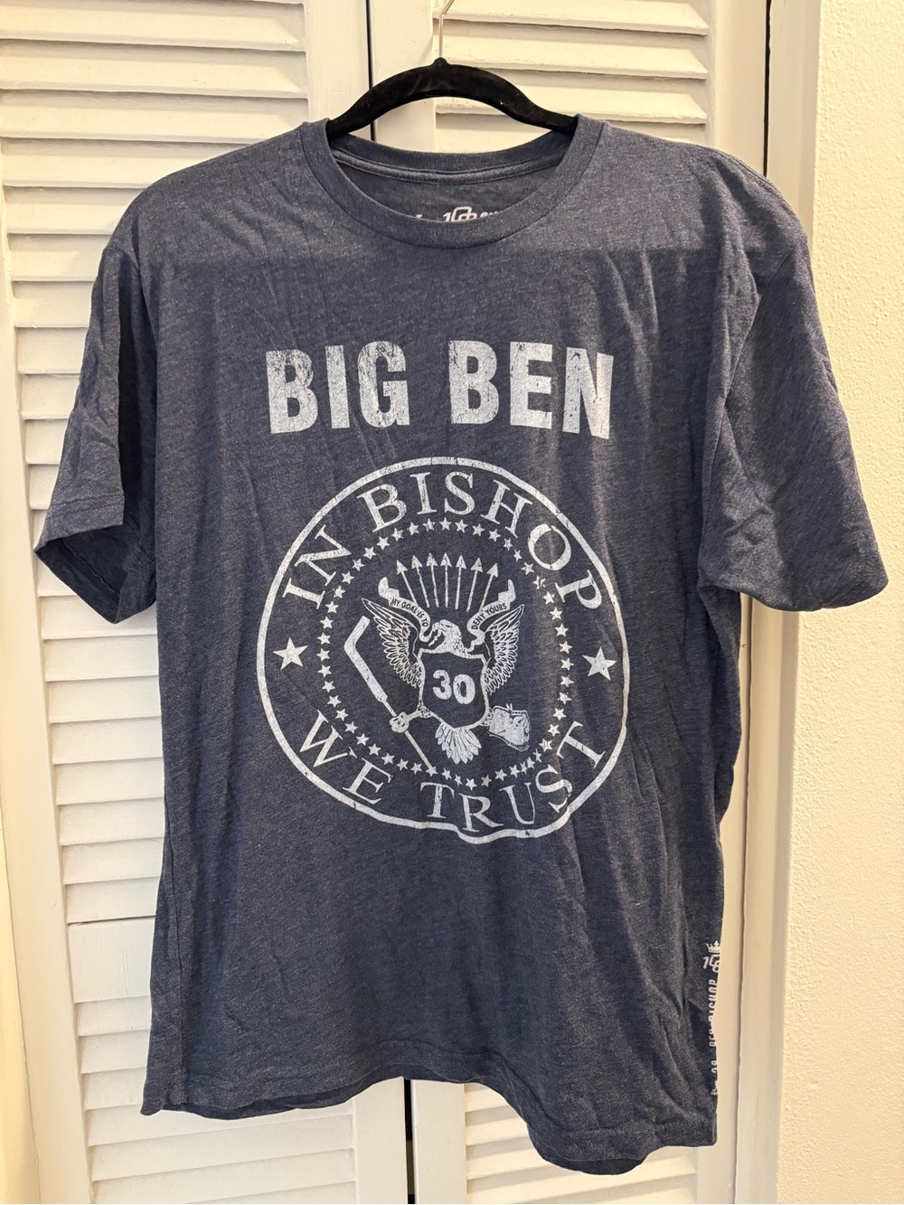 18 Stiches Hockey Ben Bishop Navy Graphic Crew Neck T-Shirt